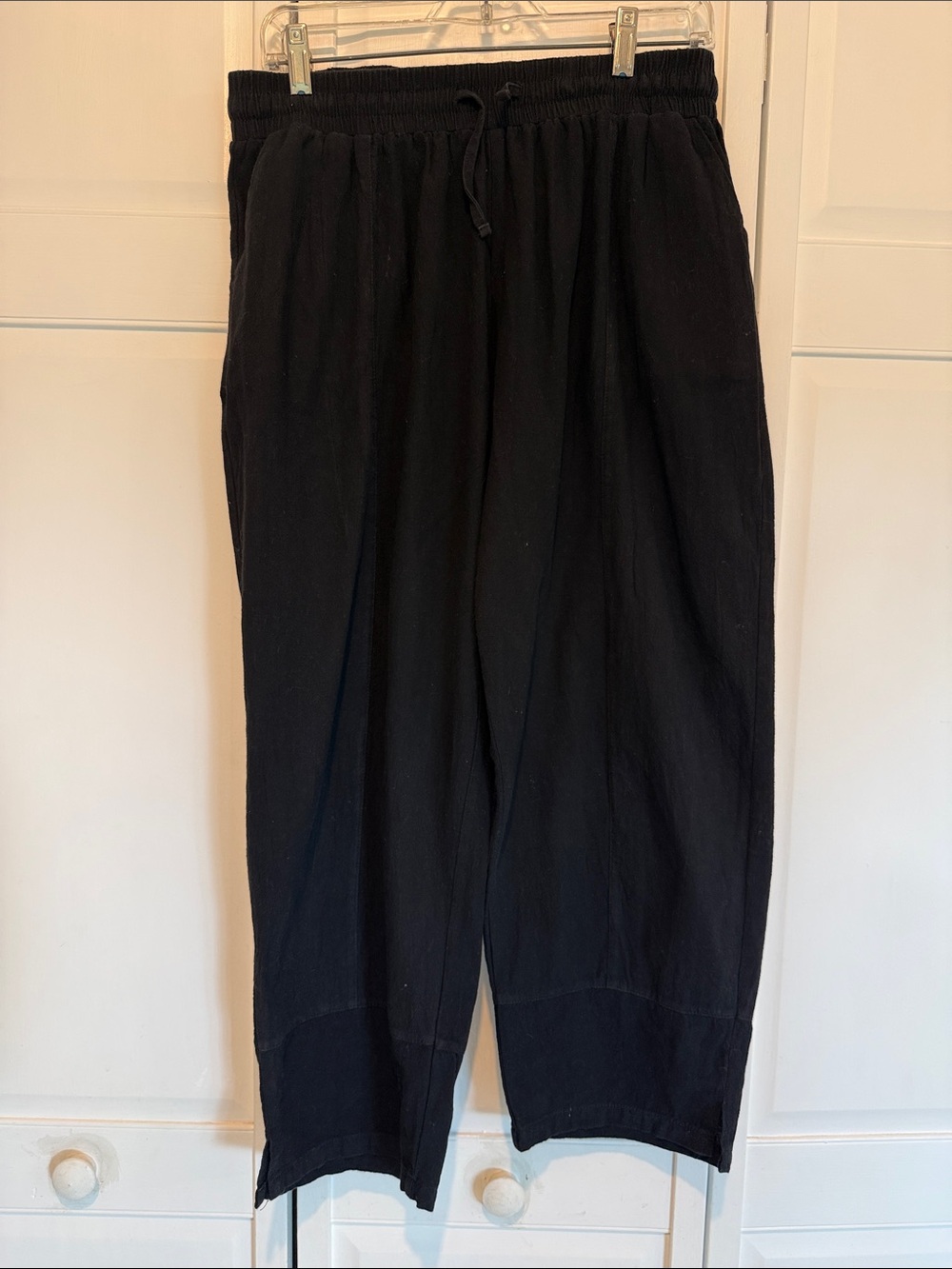 Women’s Black Elastic Waist linen-esque cotton Pants